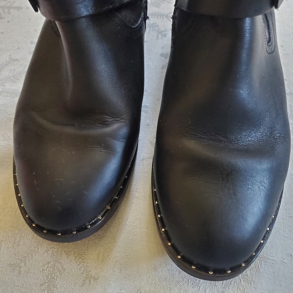 Fabianelli Black Leather Zip Boots Decor Buckle Made in Italy Women's Size 8 - Picture 4 of 13